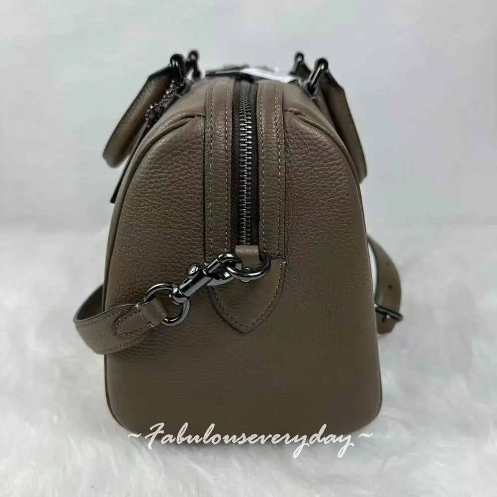 Coach Rowan Large Satchel Bag Crossbody In Leather/QB/Dark Stone CV960 NWT - Picture 2 of 8
